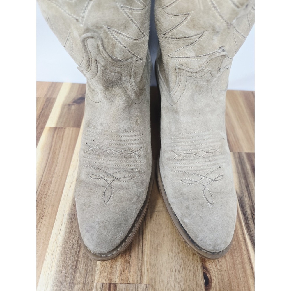 Acme Women Size‎ 5.5 O Tan Suede Leather Western Cowgirl Pull On Boots USA - Picture 4 of 11